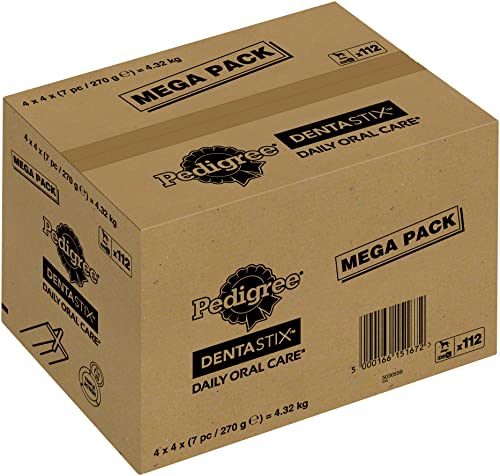 PEDIGREE DentaStix Zahnpflegesnack - 112 Stück - für große Hunde (+25kg) - Hundeleckerli mit Huhn– & Rindgeschmack für jeden Tag, Zahnpflege Hund für gesunde Zähne - 1 Großpackung PEDIGREE DentaStix Zahnpflegesnack - 112 Stück - für große Hunde (+25kg) - Hundeleckerli mit Huhn– & Rindgeschmack für jeden Tag, Zahnpflege Hund für gesunde Zähne - 1 Großpackung von PEDIGREE