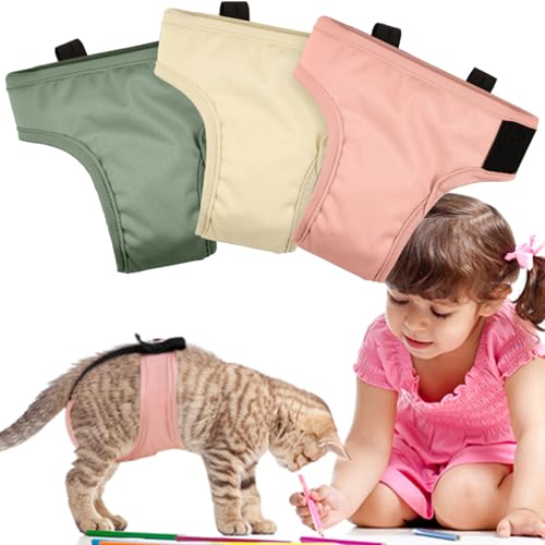Pedobi Katzenwindeln mit guter Saugfähigkeit für weibliche Katzen, kleine und männliche Katzen, einfach anzuziehen, entzückende Windeln für Katzen, sichere Passform, Übergröße, 3 Stück von Pedobi