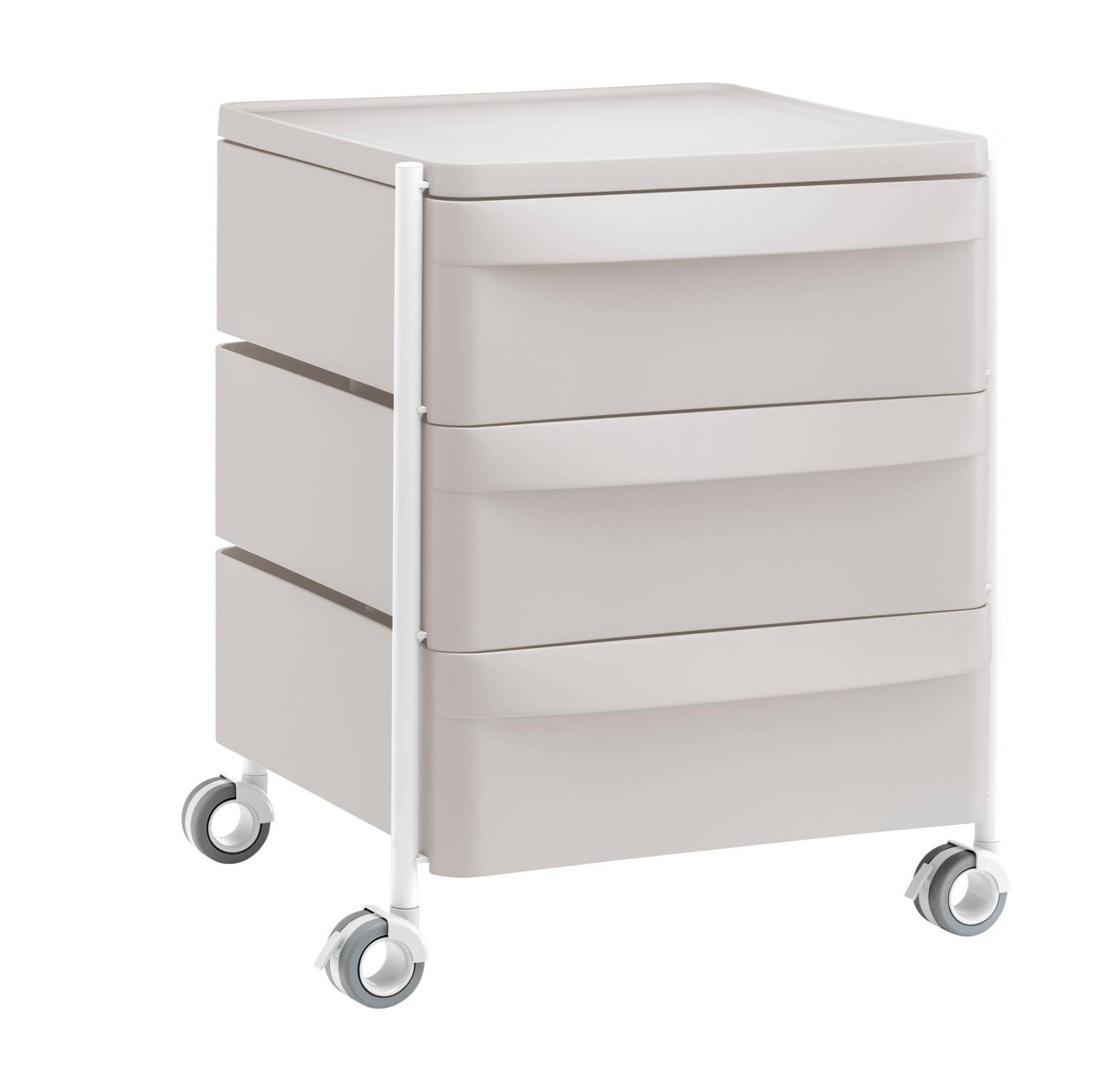 Pedrali - Boxie BXM 3C Rollcontainer H 63cm - beige/HxBxT 63x53x51.5cm/Gestell Stahl pulverbeschichtet weiß von Pedrali