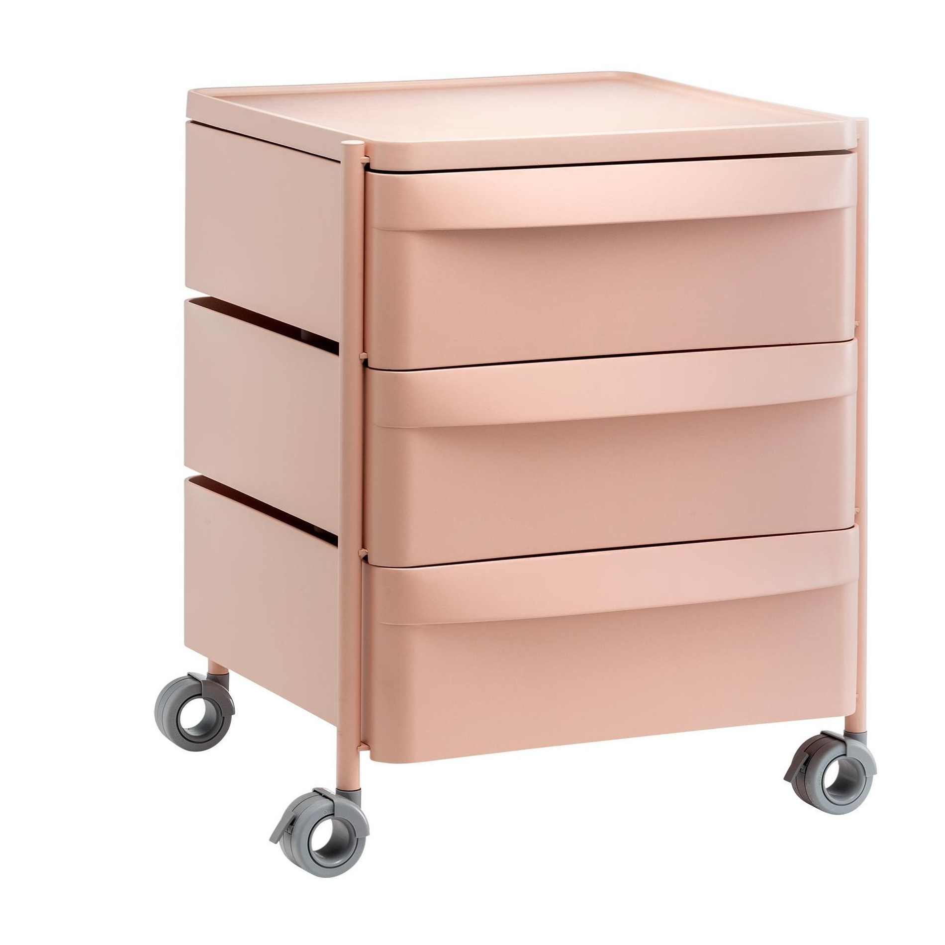 Pedrali - Boxie BXM 3C Rollcontainer H 63cm - rosa/HxBxT 63x53x51.5cm/Gestell Stahl pulverbeschichtet rosa von Pedrali