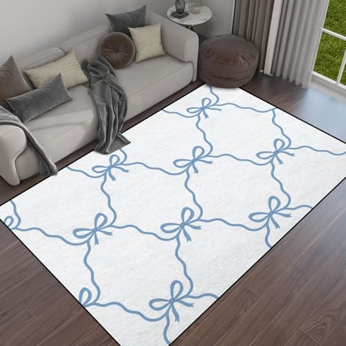 PeeNoke Niedlicher koketter, nahtloser blauer Schleifenband, weiß, für Stoff, klassischer Teppich, Outdoor, Terrasse, Spielmatte, moderner Bodenteppich, rutschfest, Heimdekoration, Wohnzimmer PeeNoke Niedlicher koketter, nahtloser blauer Schleifenband, weiß, für Stoff, klassischer Teppich, Outdoor, Terrasse, Spielmatte, moderner Bodenteppich, rutschfest, Heimdekoration, Wohnzimmer von PeeNoke