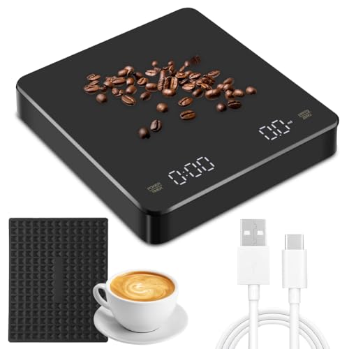 Digitale Kaffeewaage mit Timer Tragbare Elektronische Mini-Küchenwaage mit LED-Anzeige und Automatischem Timer 3kg/0,1g Hochpräzise Wiederaufladbare Kaffeewaage Mini-Kaffeewaage mit Timer Schwarz Digitale Kaffeewaage mit Timer Tragbare Elektronische Mini-Küchenwaage mit LED-Anzeige und Automatischem Timer 3kg/0,1g Hochpräzise Wiederaufladbare Kaffeewaage Mini-Kaffeewaage mit Timer Schwarz von Peelanmall