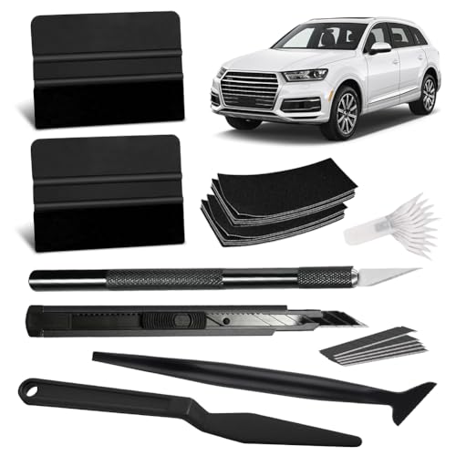 Folierungs Werkzeug Set, Rakel Set für Folierung Car Wrapping Fensterfolie Window Tint Folierungswerkzeug Mit Filzrakel Set Micro Rakel, Cuttermesser, Ersatzklingen Premium Rakel Set zum Folieren von Peelanmall