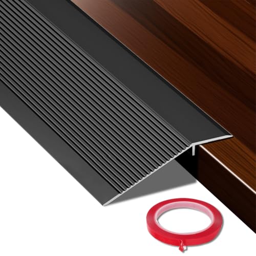 Übergangsprofil Höhenausgleich,Aluminium Bodenübergangsstreifen,Selbstklebend Übergangsschiene,Überbrückungshöhe 10–35 mm für Schwellen,Rampen,Fliesenlaminate 2,7 Meter lang (Schwarz) von Peelanmall