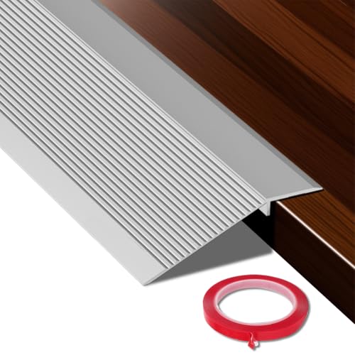 Übergangsprofil Höhenausgleich,Aluminium Bodenübergangsstreifen,Selbstklebend Übergangsschiene,Überbrückungshöhe 10–35 mm für Schwellen,Rampen,Fliesenlaminate 2,7 Meter lang (Silber) von Peelanmall