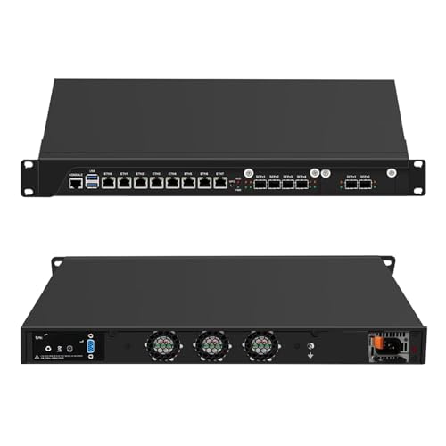 PeeliCeeli 19 Zoll Firewall Appliance C246 Core i9 9900, 6 x 10 Gigabit SFP+ 1U Router PC 8 x i226V 2.5G LAN, 19” Rack Mount Network Security Hardware with 8GB RAM 256GB SSD, VGA von PeeliCeeli
