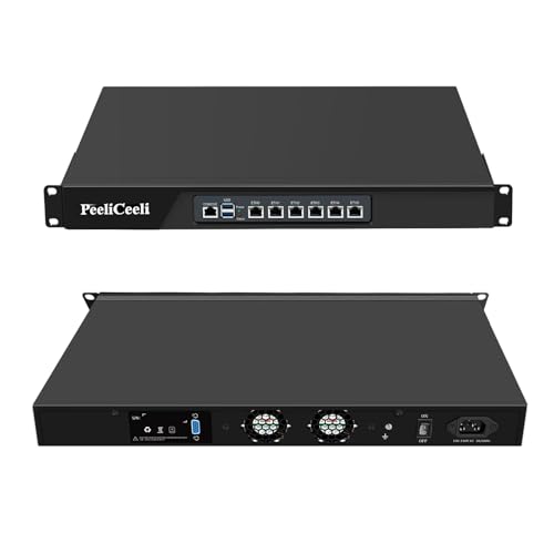 PeeliCeeli 19 Zoll Firewall Hardware 12th Gen i3 N305, 1U Rackmount PC for VPN Router, OPNsense Appliance 1U with 6 x i226V 2.5GbE LAN, DDR5 16GB RAM 1TB SSD, Console, VGA von PeeliCeeli