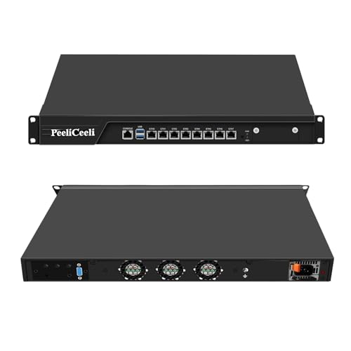PeeliCeeli 19 Zoll Firewall Hardware Core i3 7100, 1U Rackmount Router PC for LGA 1151, OPNsense Appliance 1U with 8 x i226V 2.5GbE LAN, DDR4 16GB RAM M.2 NVMe 512GB SSD von PeeliCeeli