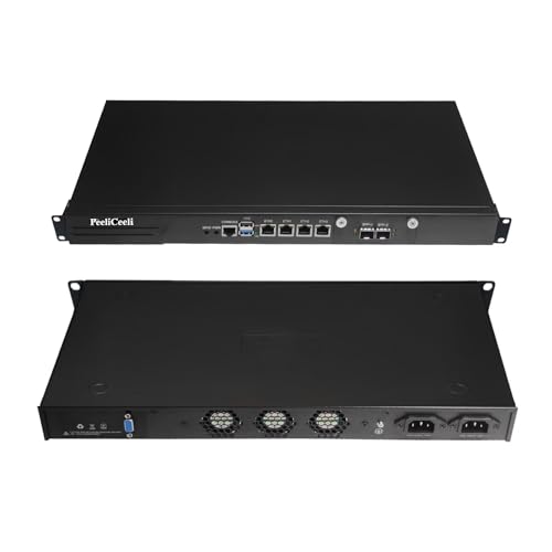 PeeliCeeli 1U Firewall Appliance 19'' Rackmount Network Security Hardware, OPNsense Router PC, N100, 2 x SFP+ 10 Gigabit, 4 x I226V 2.5GbE LAN, Dual Power, DDR5 16G RAM 512G SSD von PeeliCeeli