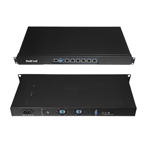PeeliCeeli Firewall 1U 19 Inch Appliance Network Rackmount Core i7 1165G7, 6 x i225V 2.5GbE LAN, DDR4 8GB RAM 64GB SSD, AES-NI, Router PC, OPNsense, Console GPIO, SIM Slot VGA von PeeliCeeli