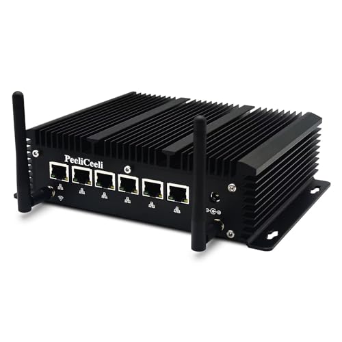 PeeliCeeli Firewall Mini PC Core i7 10610U, Windows 11 Pro 32GB RAM 1TB SSD Fanless Micro Router Computer, 6 x 2.5 GbE I225-V, Lüfterlos Industrial, Support Windows, Opnsense, WiFi/BT von PeeliCeeli