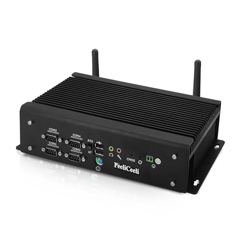 PeeliCeeli Industrieller Mini-PC ohne Lüfter Core i5 10310U, 2X 1GbE RJ45 LAN Mini-Computer 6X COM (RS232/RS485/RS422), Win11 Linux Embedded Mini-PC VGA+HD, 8GB RAM 256GB NVMe SSD, WiFi von PeeliCeeli
