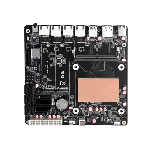 PeeliCeeli Low Power NAS Motherboard mit i3 N305 CPU, DDR5 Mini ITX Mainboard mit Dual M.2 NVMe Slot, 6 x SATA3.0 Server PC Board mit 4 x i226V 2.5G LAN, Barebone (No RAM/SSD/OS) von PeeliCeeli