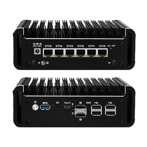 PeeliCeeli N100 Mini PC Firewall Support Windows OPNsense, Lüfterlos Micro Computer N100 12th Gen Fanless PC, 6 x 2.5GbE I226V LAN, Barebone, NO RAM NO Storage, NO System, N100-6L von PeeliCeeli
