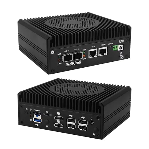 PeeliCeeli N150 2025 Mini PC 2X 10GbE SFP+, 2X 2.5GbE i226-V LAN Mini Office Computer DDR5 16GB RAM 1TB NVMe SSD, OPNsense Firewall Hardware with USB C, Dual HD, TF Slot, SPK/MIC von PeeliCeeli
