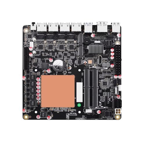 PeeliCeeli NAS Motherboard 6 Bay, Core i5 12450H Mini ITX Mainboard with 6 x M.2 NVMe, 4 x i226V 2.5GbE LAN Computer Board with DDR5 16GB RAM 512GB SSD, PCIe4.0 x4 (with Adapter) von PeeliCeeli