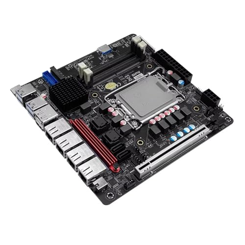 PeeliCeeli NAS Motherboard 6 Bay SATA3.0, LGA 1700 Mini ITX Mainboard with 6xM.2 NVMe, Q670 Board DDR5 with i226-LM 2.5GbE, Type-C 20Gbps, 32G RAM 1T SSD (Without Cables) von PeeliCeeli
