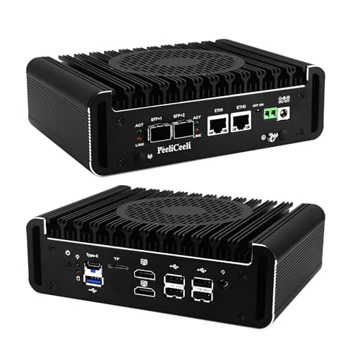 PeeliCeeli i3 N355 Firewall Mini PC 2X 10GbE SFP+, 2X i226V 2.5GbE LAN Micro Appliance Computer Support OPNsense, Office/Home Mini-PC 16GB DDR5 RAM 256GB SSD, USB C, TF, SPK/MIC von PeeliCeeli