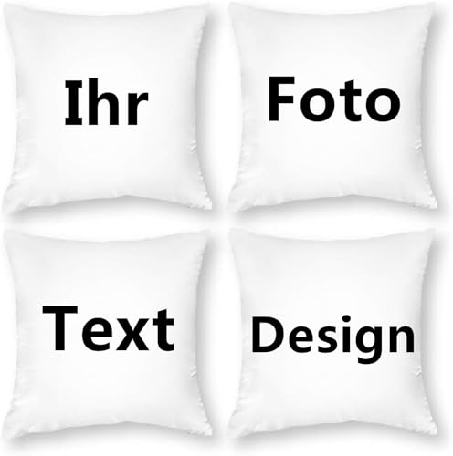 Kissenbezug 4er Set für Deko Kissen Selbst Gestalten Mit Eigenem Foto Und Text Outdoor Kissen 30x30 cm mit Gartenmöbel Zierkissen, Stuhlkissen Deko Perfekt für Sofa, Couch und Bett von Peepezo