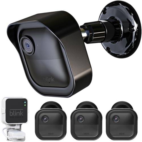 Blink Outdoor-Kameragehäuse und Halterung für Blink 4. Generation und 3. Generation, 3 Stück Schutzhülle und 360° verstellbare Halterung mit Sync-Modul 2 Steckdosenhalterung (schwarz) von Pefecon
