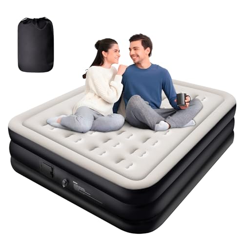 Pefitqap Doppel-Luftbett, aufblasbar, mit nur einem Klick, Luftbett mit eingebauter Pumpe, Luftbetten für Erwachsene, aufblasbare Matratze, selbstaufblasend, Gästebett, aufblasbar, Matratze für von Pefitqap