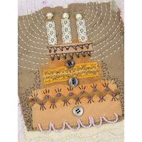 Feiern Mokka Kuchen Volkskunst Perlen & Bestickte Textil Bild von PegasaurusArt