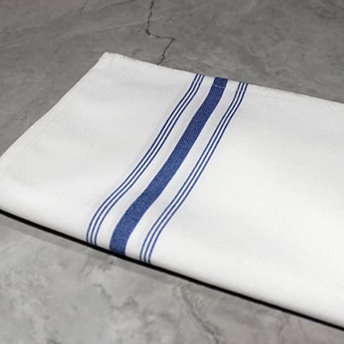 Pegasus Textiles 10 Stück Blaue Bistro-Tischservietten | langlebige und saugfähige Servietten mit elegantem Bistro-Streifen-Design von Pegasus Textiles