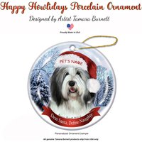 Bearded Collie Grau Und Weiß - Weihnachtsmannmütze Weihnachtsverzierung Bearded Collie Grau Und Weiß - Weihnachtsmannmütze Weihnachtsverzierung von PegasusPetsCo