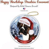 Boxer | Uncropped Brindle - Weihnachtsmannmütze Weihnachtsverzierung Boxer | Uncropped Brindle - Weihnachtsmannmütze Weihnachtsverzierung von PegasusPetsCo