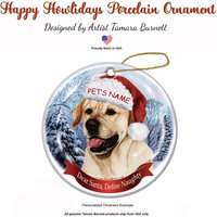 Labrador Yellow | English - Weihnachtsmütze Mit Weihnachtsschmuck Labrador Yellow | English - Weihnachtsmütze Mit Weihnachtsschmuck von PegasusPetsCo