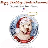 Pit Bull | Uncropped Weiß - Weihnachtsmütze Weihnachtsschmuck von PegasusPetsCo