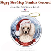 Pudel Weiß - Weihnachtsmannmütze Christbaumschmuck von PegasusPetsCo