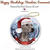 Weimaraner - Weihnachtsmannmütze Weihnachtsbaumschmuck von PegasusPetsCo