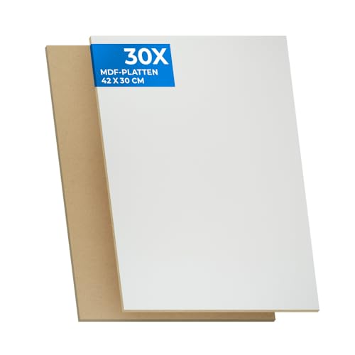 PEGBOARD MDF Zuschnitte 42 x 30 x 0,3cm 30er Set | 10/20 / 30 Stück MDF-Platten 3 mm einseitig weiß lackiert - mdf 3mm für Lasergravur, CNC-Bearbeitung, Fräsen, Basteln | Made in Germany von Pegboard