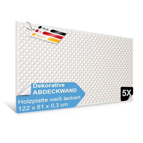 PEGBOARD - SEVILLA Lochwand 122 x 61 x 0,3 cm MDF Holzplatte weiß lackiert - Made in Germany - Heizkörperverkleidung, Türfüllung, Paravent oder Lüftungsgitter - Dekorative Lochplatte [Maxipack] von Pegboard