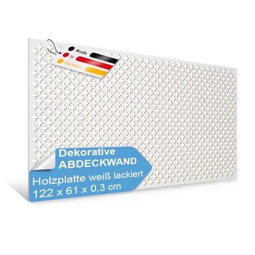 Pegboard SEVILLA Lochwand 122 x 61 x 0,3 cm MDF Holzplatte weiß lackiert - Made in Germany - Heizkörperverkleidung, Türfüllung, Paravent oder Lüftungsgitter (Einzelpack (1x Lochwand) von Pegboard