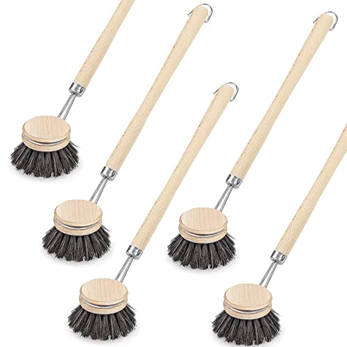 Peggy Perfect 5er Set Rosshaarspülbürsten Holzspülbürsten – Made in Germany. Bürsten mit Natur Rosshaar und extra langem 29 cm Griff. Aus zertifiziertem Buchenholz gefertigt. von Peggy Perfect