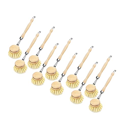 Spülbürste Holzspülbürste 10er Set. Bürstenköpfe austauschbar. Nachhaltige Bürsten aus zertifiziertem Buchenholz und Natur Fibre Pflanzenborsten. Langlebig, praktisch und CO²-neutral - Made in Germany von Peggy Perfect