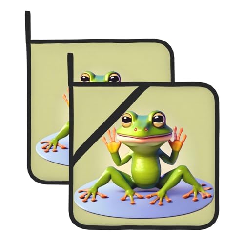 Die lustigen Yoga-Topflappen-Sets mit Frosch-Motiv sind mit Taschen und rutschfest, leicht zu reinigen, langlebig, geeignet für Ofen, Grill usw. Die lustigen Yoga-Topflappen-Sets mit Frosch-Motiv sind mit Taschen und rutschfest, leicht zu reinigen, langlebig, geeignet für Ofen, Grill usw. von Pegqcvam
