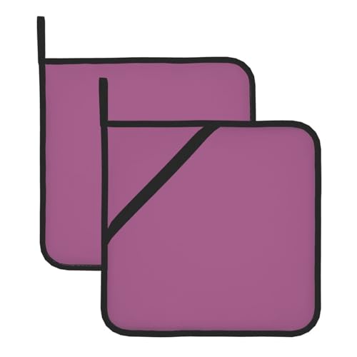 Einfarbige Topflappen-Sets in Weinrot mit Taschen und rutschfest, leicht zu reinigen, langlebig, geeignet für Ofen, Grill usw. von Pegqcvam
