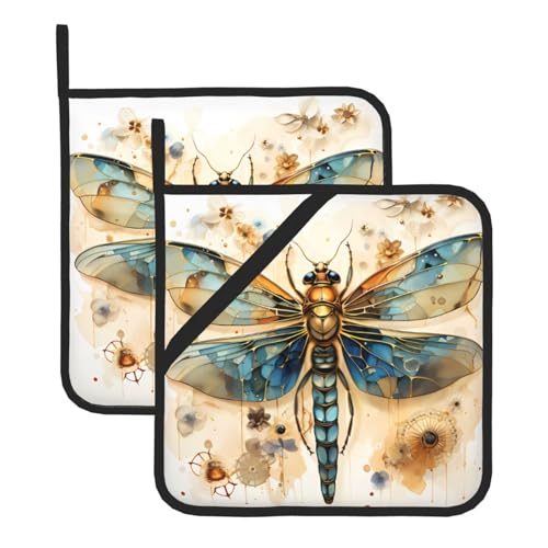 Goldene zarte Libelle auf gelbem Hintergrund. Mit Taschen und rutschfest, leicht zu reinigen, langlebig, geeignet für Ofen, Grill usw. Goldene zarte Libelle auf gelbem Hintergrund. Mit Taschen und rutschfest, leicht zu reinigen, langlebig, geeignet für Ofen, Grill usw. von Pegqcvam
