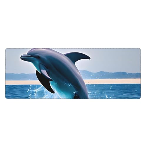 Jumping Up Dolphins Mauspad 30 x 80 cm Rutschfeste Unterseite für RGB-Tastatur, Maus und Laptop, geeignet für Gaming und Büro von Pegqcvam