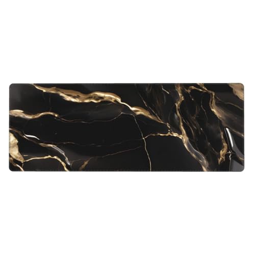 Mauspad aus schwarzem goldfarbenem Marmor, 30 x 80 cm, rutschfeste Unterseite für RGB-Tastatur, Maus und Laptop, geeignet für Gaming und Büro. von Pegqcvam