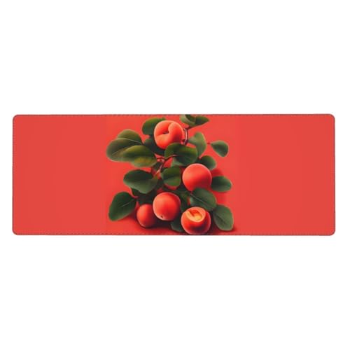 Mauspad mit roter Aprikose, 30 x 80 cm, rutschfeste Unterseite für RGB-Tastatur, Maus und Laptop, geeignet für Gaming und Büro. von Pegqcvam