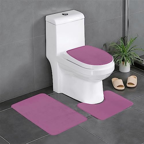 Pegqcvam 3-teiliges Badezimmerteppich-Set, einfarbig, Traubenrot, vollständig bedruckt, weiche, rutschfeste Matten, geeignet für Badezimmer, Toiletten und Böden. von Pegqcvam