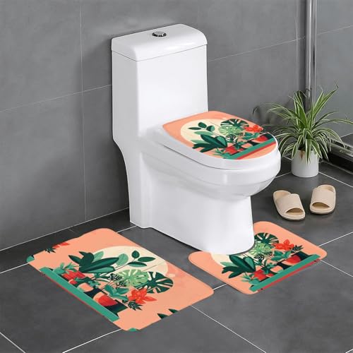 Pegqcvam 3-teiliges Badezimmerteppich-Set für den Innenbereich, Topfpflanzen, vollständig bedruckt, weiche rutschfeste Matten, geeignet für Badezimmer, Toiletten und Böden. Pegqcvam 3-teiliges Badezimmerteppich-Set für den Innenbereich, Topfpflanzen, vollständig bedruckt, weiche rutschfeste Matten, geeignet für Badezimmer, Toiletten und Böden. von Pegqcvam