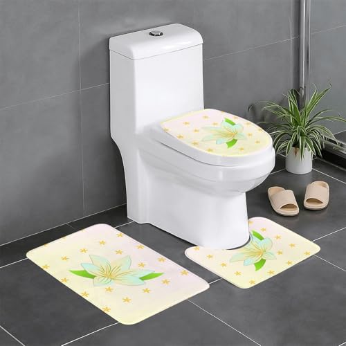 Pegqcvam Blooming Narzissen 3-teiliges Badezimmerteppich-Set, vollständig bedruckt, weiche rutschfeste Matten, geeignet für Badezimmer, Toiletten und Böden. von Pegqcvam