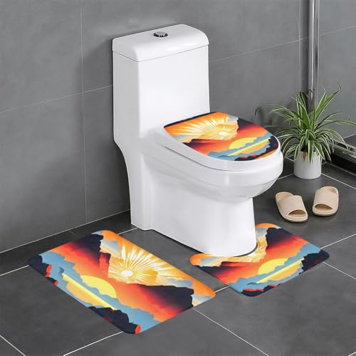 Pegqcvam Bright Sunrise 3-teiliges Badezimmerteppich-Set, vollständig bedruckt, weiche rutschfeste Matten, geeignet für Badezimmer, Toiletten und Böden. Pegqcvam Bright Sunrise 3-teiliges Badezimmerteppich-Set, vollständig bedruckt, weiche rutschfeste Matten, geeignet für Badezimmer, Toiletten und Böden. von Pegqcvam