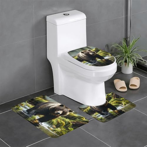 Pegqcvam Brown Bear Pounce 3-teiliges Badezimmerteppich-Set, vollständig bedruckt, weiche rutschfeste Matten, geeignet für Badezimmer, Toiletten und Böden. Pegqcvam Brown Bear Pounce 3-teiliges Badezimmerteppich-Set, vollständig bedruckt, weiche rutschfeste Matten, geeignet für Badezimmer, Toiletten und Böden. von Pegqcvam