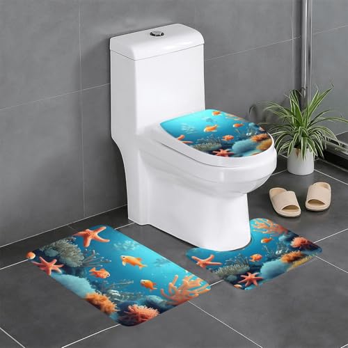 Pegqcvam Coral Fish Unterwasser 3-teiliges Badezimmerteppich-Set, vollständig bedruckt, weiche rutschfeste Matten, geeignet für Badezimmer, Toiletten und Böden. Pegqcvam Coral Fish Unterwasser 3-teiliges Badezimmerteppich-Set, vollständig bedruckt, weiche rutschfeste Matten, geeignet für Badezimmer, Toiletten und Böden. von Pegqcvam